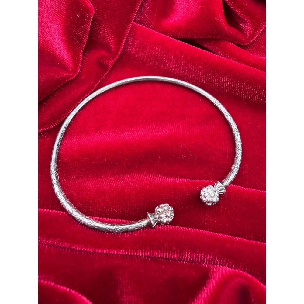 Vintage Sterling Silver Thistle Torque Bangle Cuff Bracelet Made in Scotland